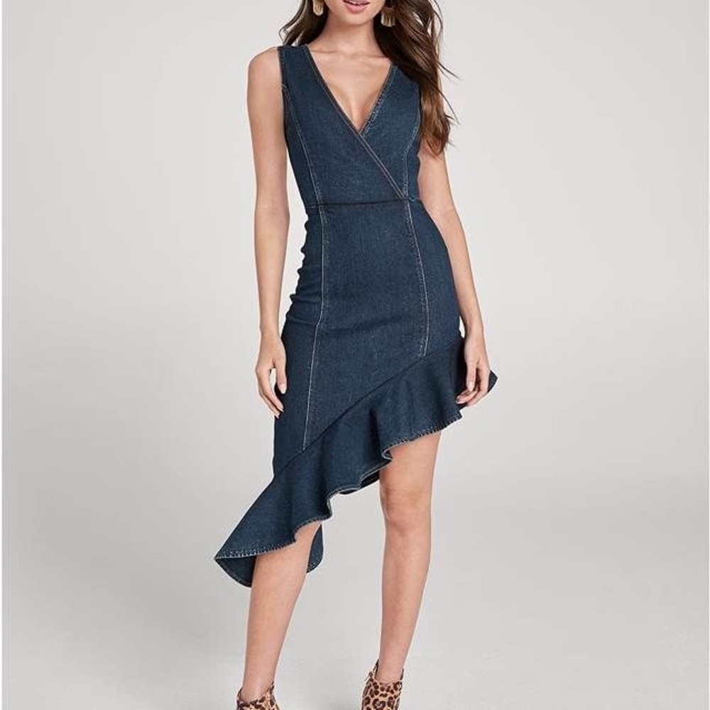 VENUS | Denim Ruffle Dress - Picture 1 of 8